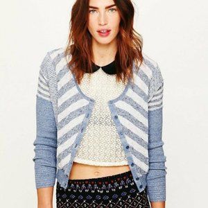 Free People Blue and White Striped Cardigan